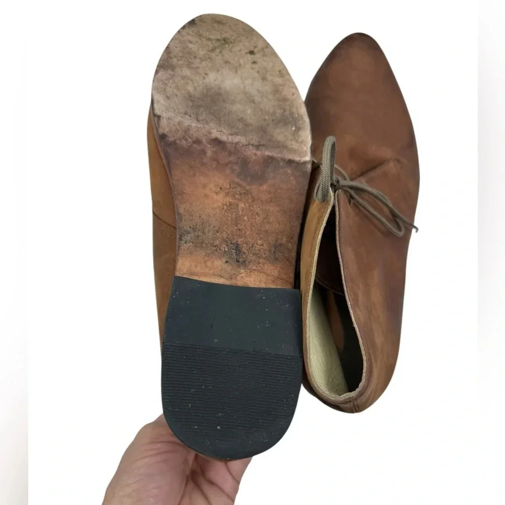 Nisolo Issa chukka boot brown leather lace up point toe 8.5 ankle high
